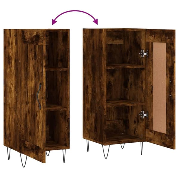 vidaXL Skjenk røkt eik 34,5x34x90 cm konstruert tre