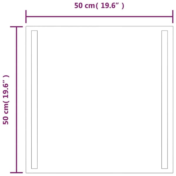 vidaXL Badrumsspegel LED 50x50 cm