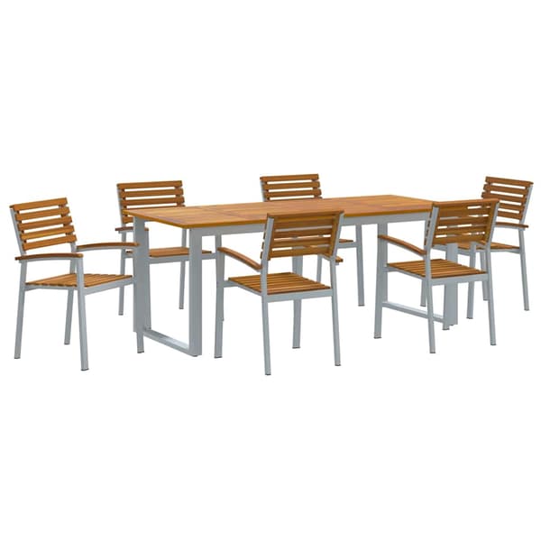 vidaXL Hage Spisegruppe 7 pcs Grå Solid akasietre