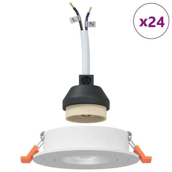 vidaXL Spotlight 24 pcs Vit 9 x 9 x 2 cm Aluminium