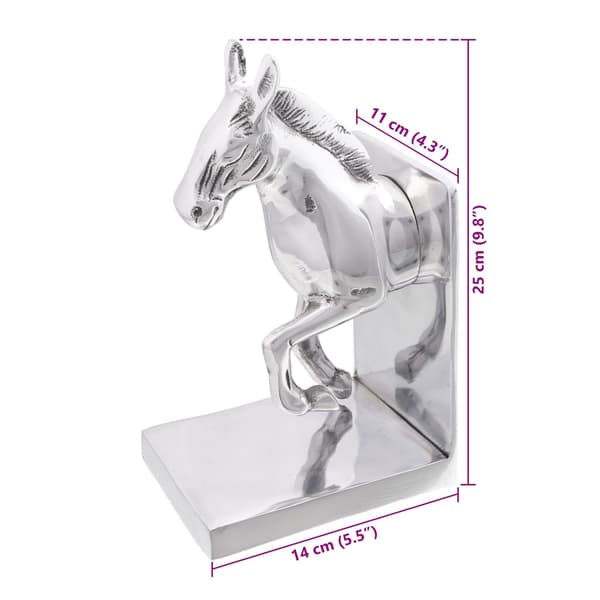 vidaXL Bokstöd Set om 2 Silver Aluminium 11 x 14 x 25 cm Vacker Design