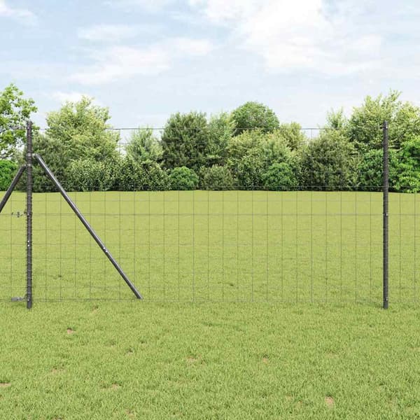 vidaXL Gjerde med stolpe Grå 1 x 10 m Stål