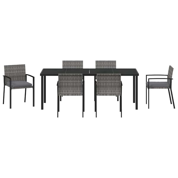 vidaXL Trädgårdsmöbelset 6 pcs Grå Pulverlackerat stål