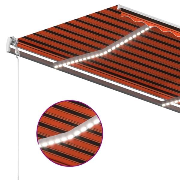 vidaXL Automatisk markise med LED og vindsensor 350x250cm oransje/brun