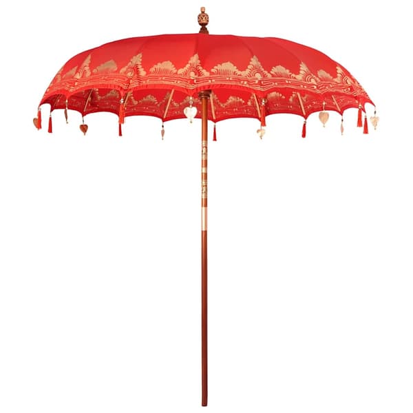 vidaXL Balinesisk Parasol Rød (210-220) x 260 cm Bomull og solid tre