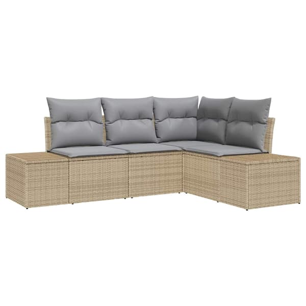 vidaXL Trädgårdsoffset 4 pcs Beige och Ljusgrå konstrotting