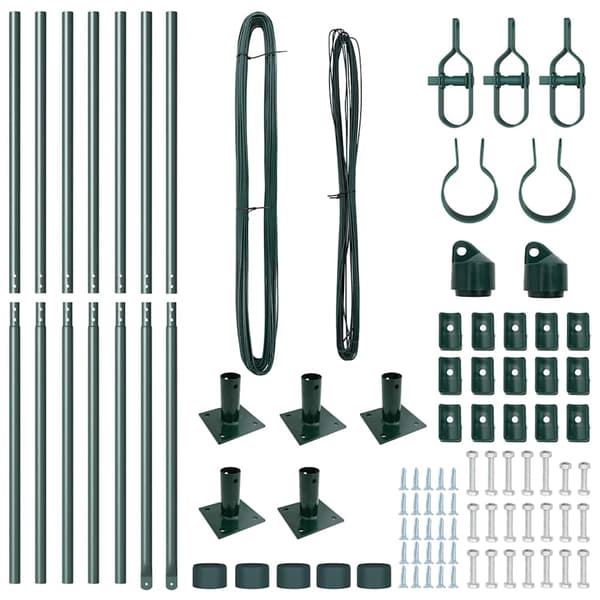 vidaXL Stängselstolpe 7 pcs Grön Stål