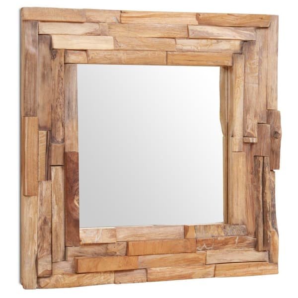 vidaXL Prydnadsspegel teak 60x60 cm kvadrat