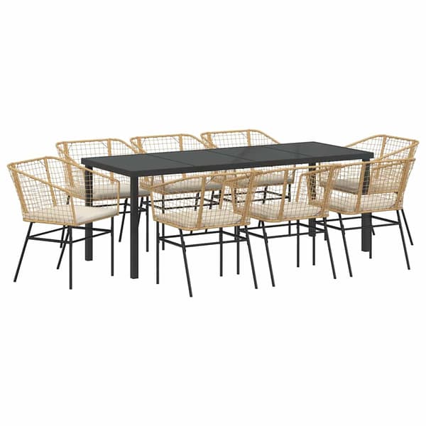 vidaXL Trädgårdsmöbelset 9 pcs Brun konstrotting