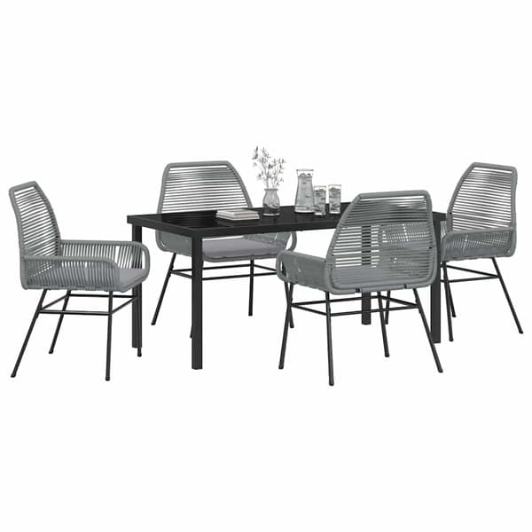 vidaXL Trädgårdsmöbelset med kudde 5 pcs Grå konstrotting
