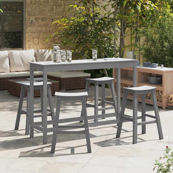 vidaXL Trädgårds Bar Set 4 pcs Ljusgrå HDPE