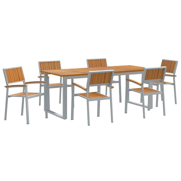 vidaXL Hage Spisegruppe 7 pcs Grå Solid akasietre