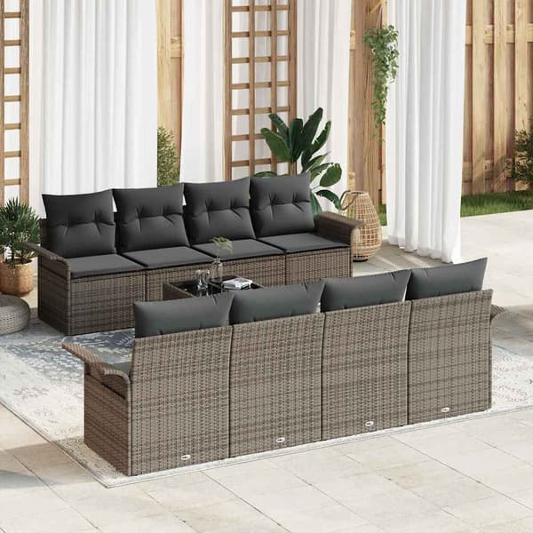 vidaXL Trädgårdsoffset 9 pcs Grå 55 x 55 x 37 cm konstrotting