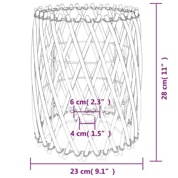 vidaXL Lampskärm Ø23x28 cm korgmaterial