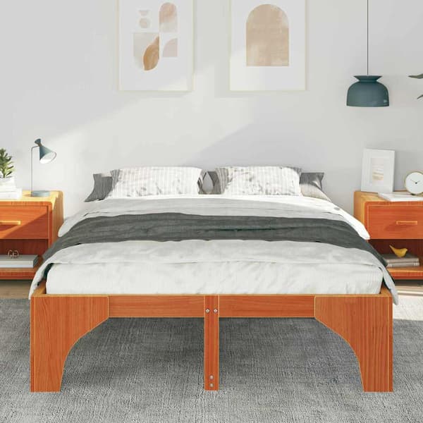 vidaXL Sängram Brun 160 x 200 cm Massiv furu