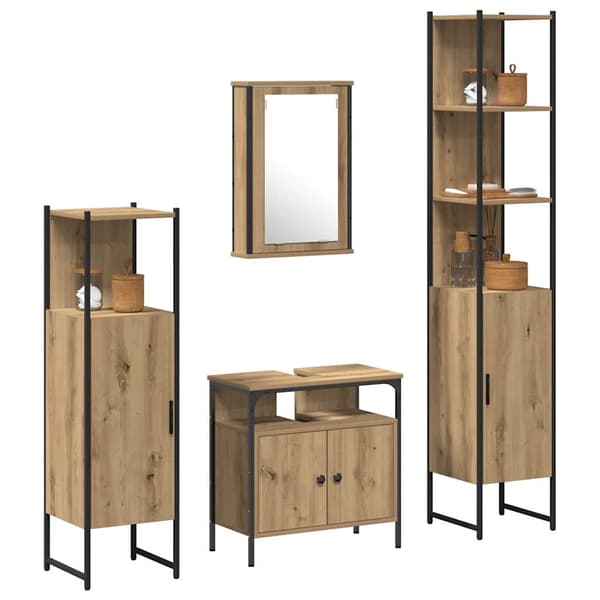 vidaXL Baderomsinnredningssett 4 pcs artisan eik Konstruert tre