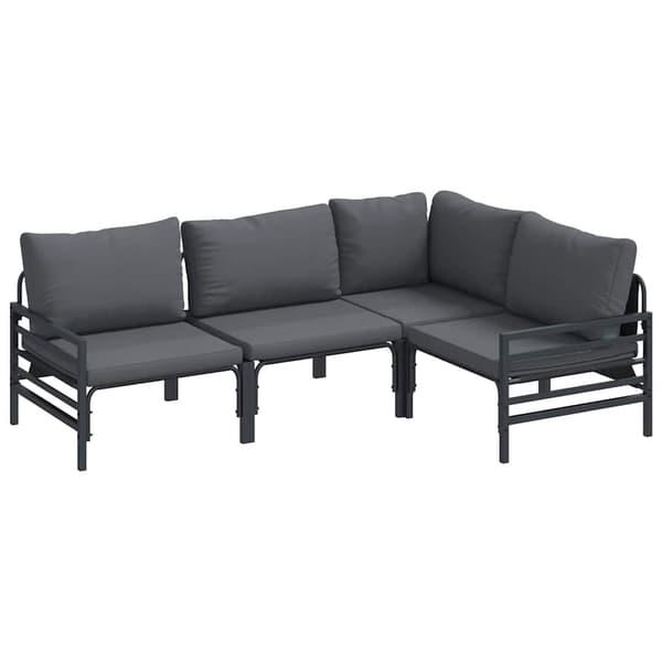 vidaXL Trädgårdsoffset med kudde 4 pcs Antracit Stål