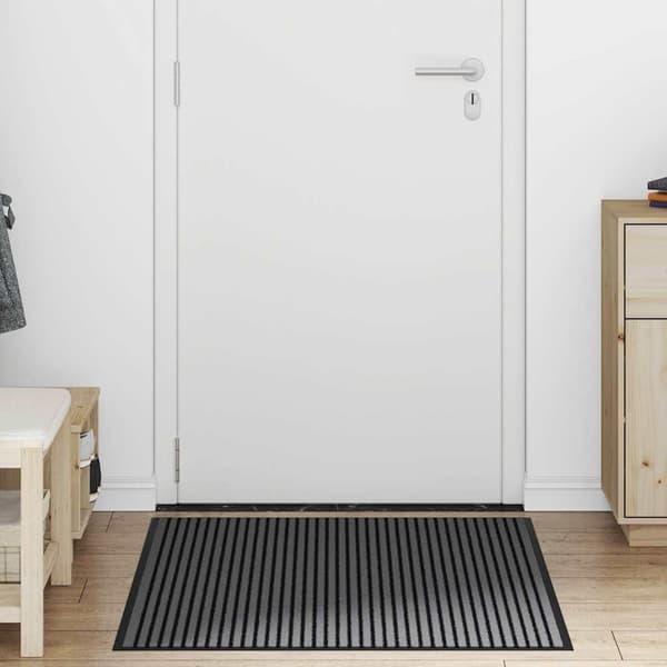 vidaXL Dørmatte Stripe Svart og Grå 90x150 cm