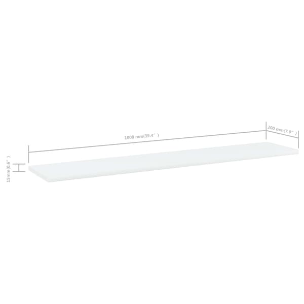 vidaXL Hyllplan 4 st vit 100x20x1,5 cm spånskiva