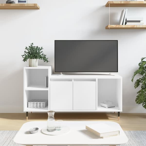 vidaXL TV-benk hvit 100x35x55 cm konstruert tre