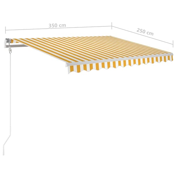 vidaXL Automatisk markis med vindsensor & LED 350x250 cm gul/vit