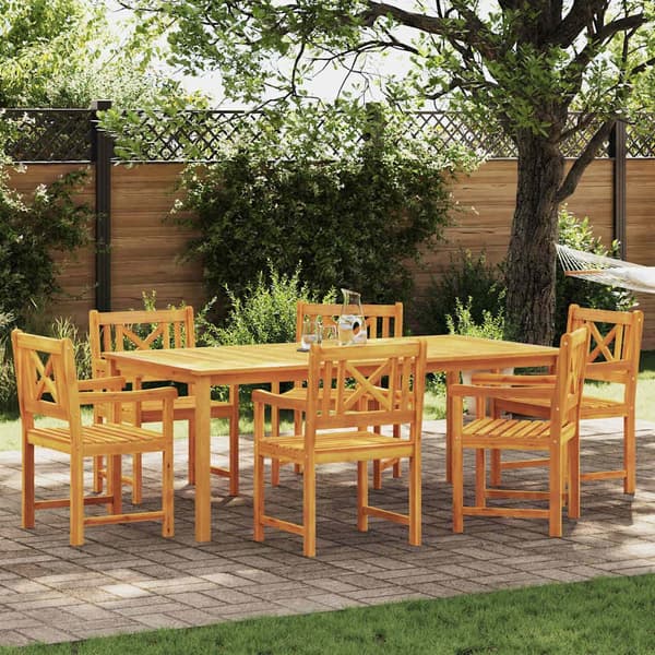 vidaXL Hage Spisegruppe 7 pcs Brun Solid akasietre