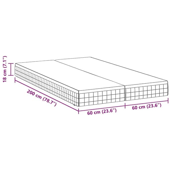 vidaXL Madrass 2 pcs Vitt och Grått 60 x 200 cm Bonellfjäder