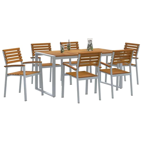 vidaXL Hage Spisegruppe 7 pcs Grå Solid akasietre