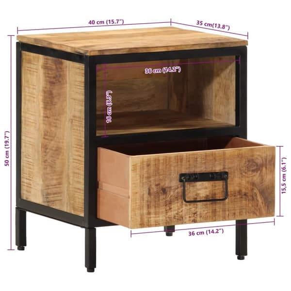 vidaXL Nattbord 40x35x50 heltre mango