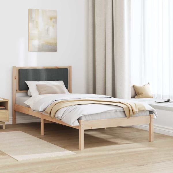 vidaXL Sängram med Vadderad Sänggavel Mörkgrå 90 x 190 cm