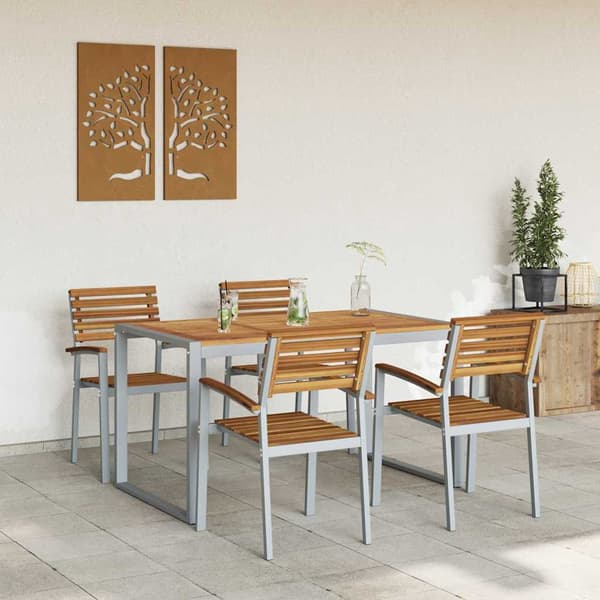 vidaXL Hage Spisegruppe 5 pcs Grå Solid akasietre