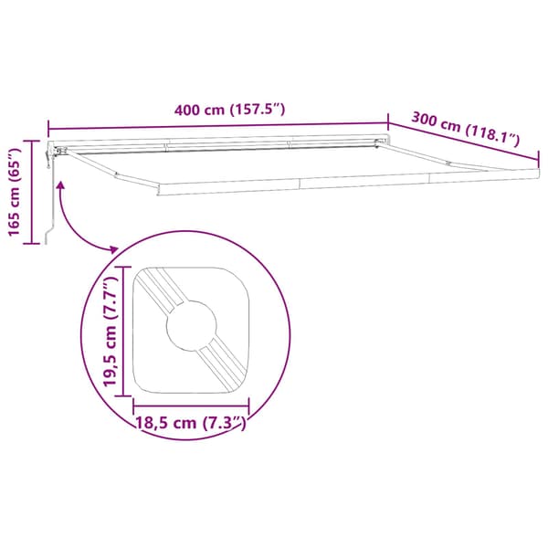 vidaXL Markis Vit 400 × 300 cm Polyester och aluminium