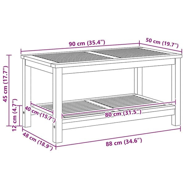 vidaXL Sidetabell Brun 90 x 50 x 45 cm Solid akasietre