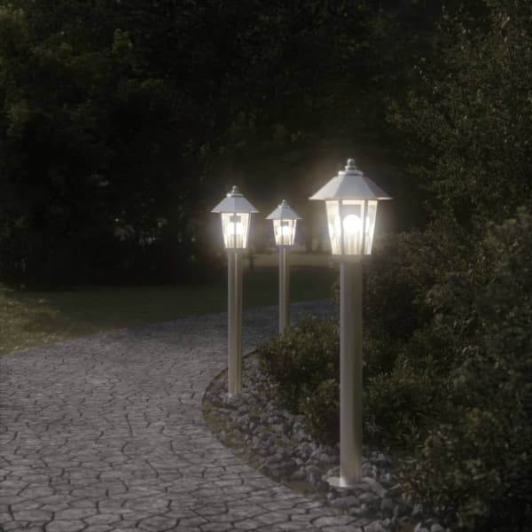 vidaXL Utendørs gulvlampe sølv 80 cm rustfritt stål