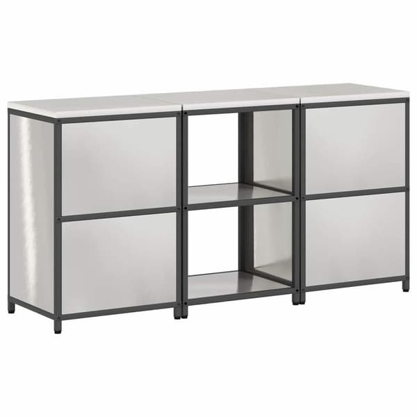 vidaXL Köksförvaringsset med hylla 3 pcs Silver Rostfritt stål