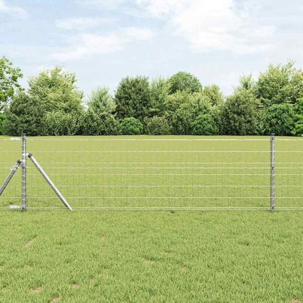 vidaXL Gjerde med stolpe sølv 0,6 x 50 m Stål og PVC