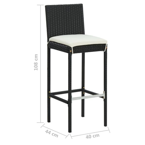 vidaXL Barsett til hage med puter 5 deler polyrotting svart