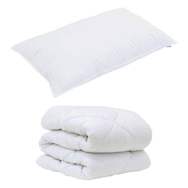 vidaXL Täcke med kudde 2 st Vit Mikrofiber