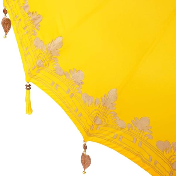 vidaXL Balinesisk Parasol 260 Gul 210-220 cm Bomull og solid tre