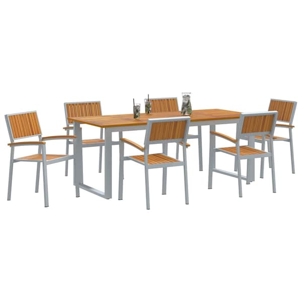 vidaXL Hage Spisegruppe 7 pcs Grå Solid akasietre