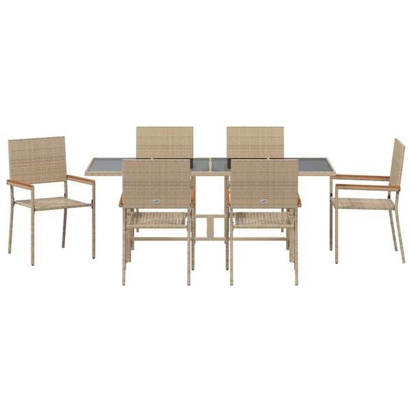 vidaXL Hage Spisegruppe 7 pcs Beige polyrotting