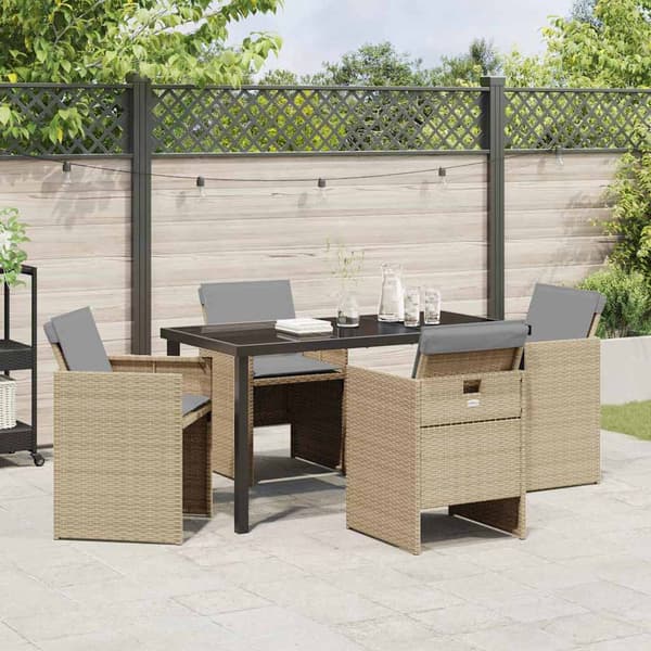 vidaXL Hage Spisegruppe 5 pcs Beige polyrotting