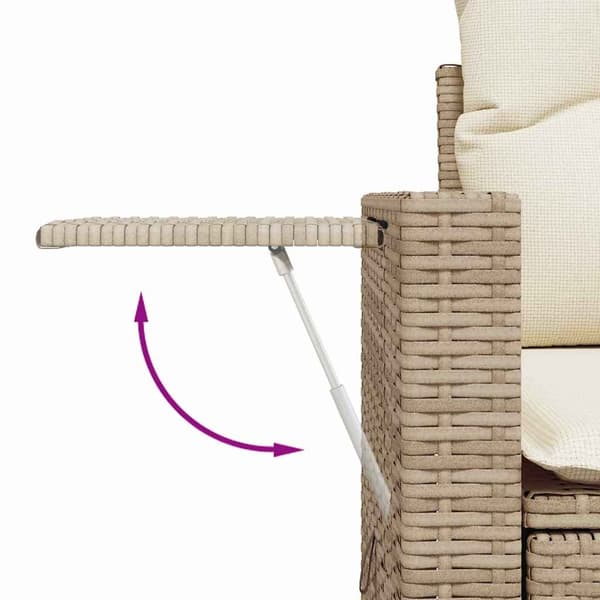 vidaXL Trädgårdsoffset med lagring 11 pcs Beige Poly rattan