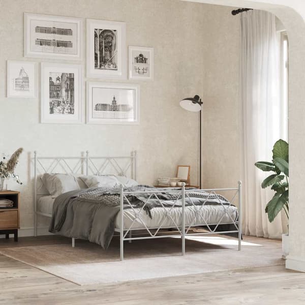 vidaXL Utskiftbar sengegavl i metall hvit 120 cm