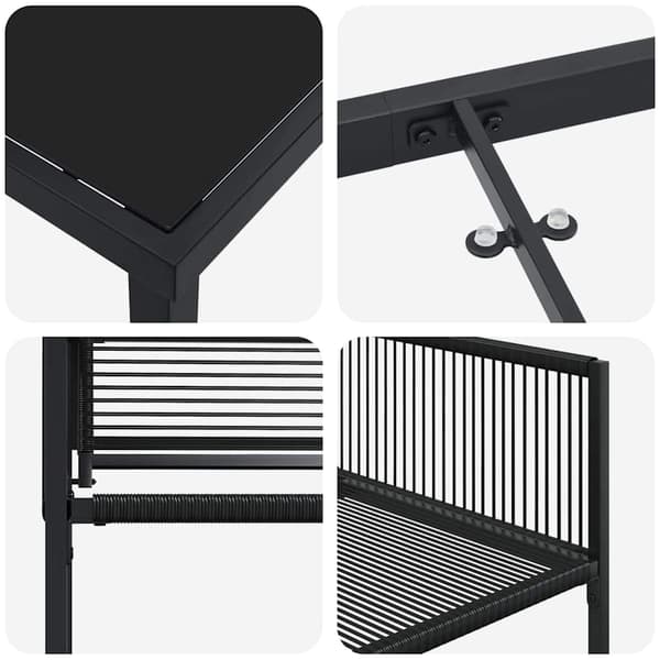vidaXL Trädgårdsmöbelset 9 pcs Svart Pulverlackerat stål