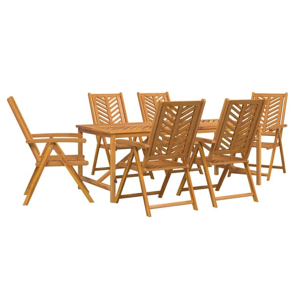 vidaXL Hage Spisegruppe 7 pcs Brun Solid akasietre