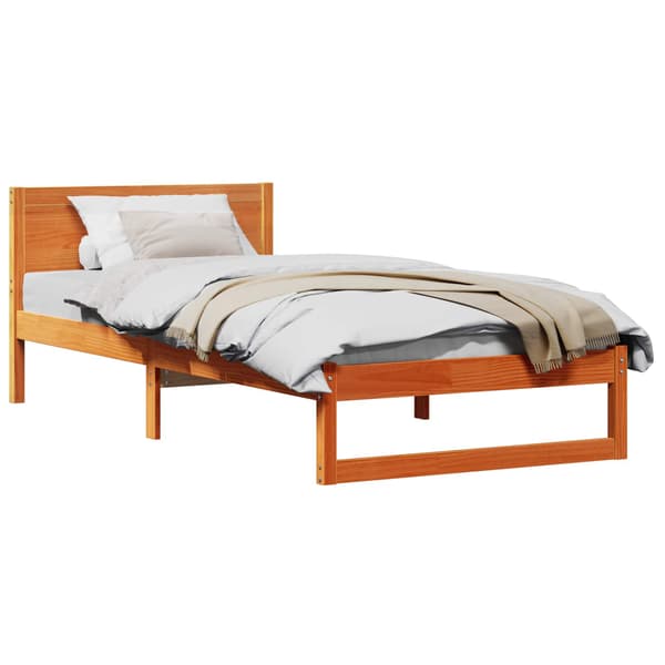 vidaXL Sängram Vit 90 x 190 cm Massiv furu