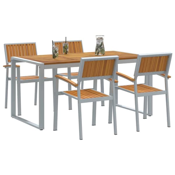 vidaXL Hage Spisegruppe 5 pcs Grå Solid akasietre