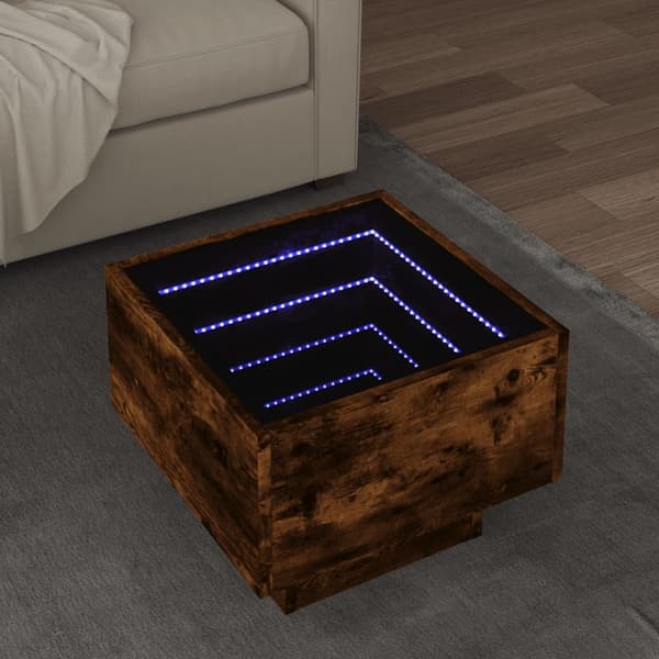 vidaXL Sidebord LED røkt eik 40x40x30 cm konstruert tre