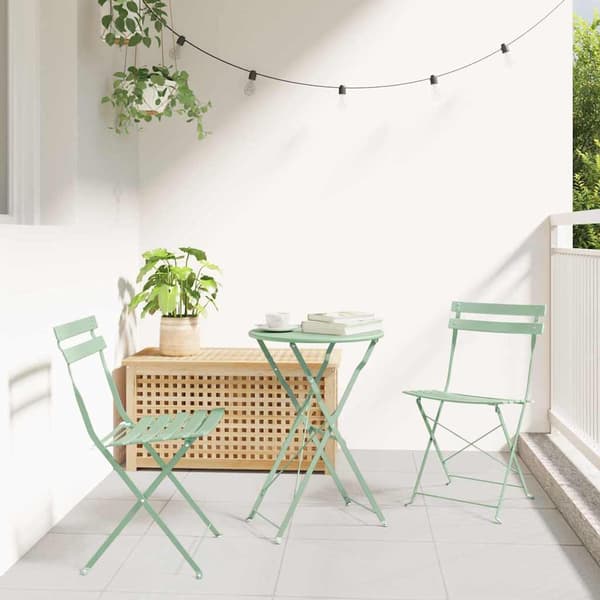 vidaXL Sammenleggbart Bistrosett 3 pcs Sjøskum Stål